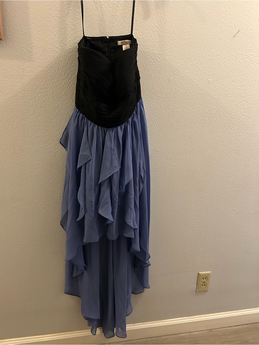 Arden B Black Bodice Blue High-Low Ruffled Dress